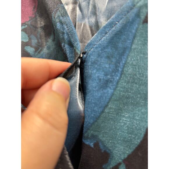 NWT Ava & Viv XXL Blue Purple Abstract Floral Leaf Faux Wrap Long Sleeve Dress - Picture 4 of 8